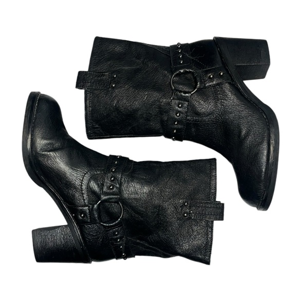 Nine West Vicegd Leather Moto Heeled Harness Boots - Size 7M - Picture 7 of 11